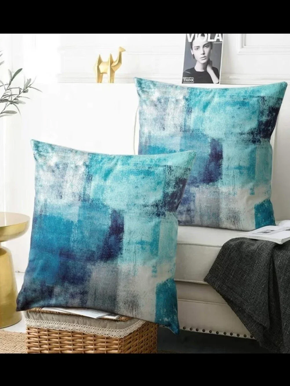 💕NWOT Abstract Turquoise/Teal/Grey 20x20 Pillow Covers